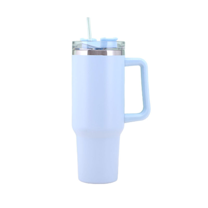Cross-Border 40Oz New Handle Cup 304 Stainless Steel Straw Large Ice Cup Car Portable Thermos Cup Wholesale