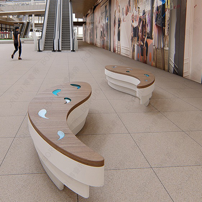 0成交0套玻璃钢卷尺座椅商场钢琴环形弧形超长坐凳广场公园异形长条