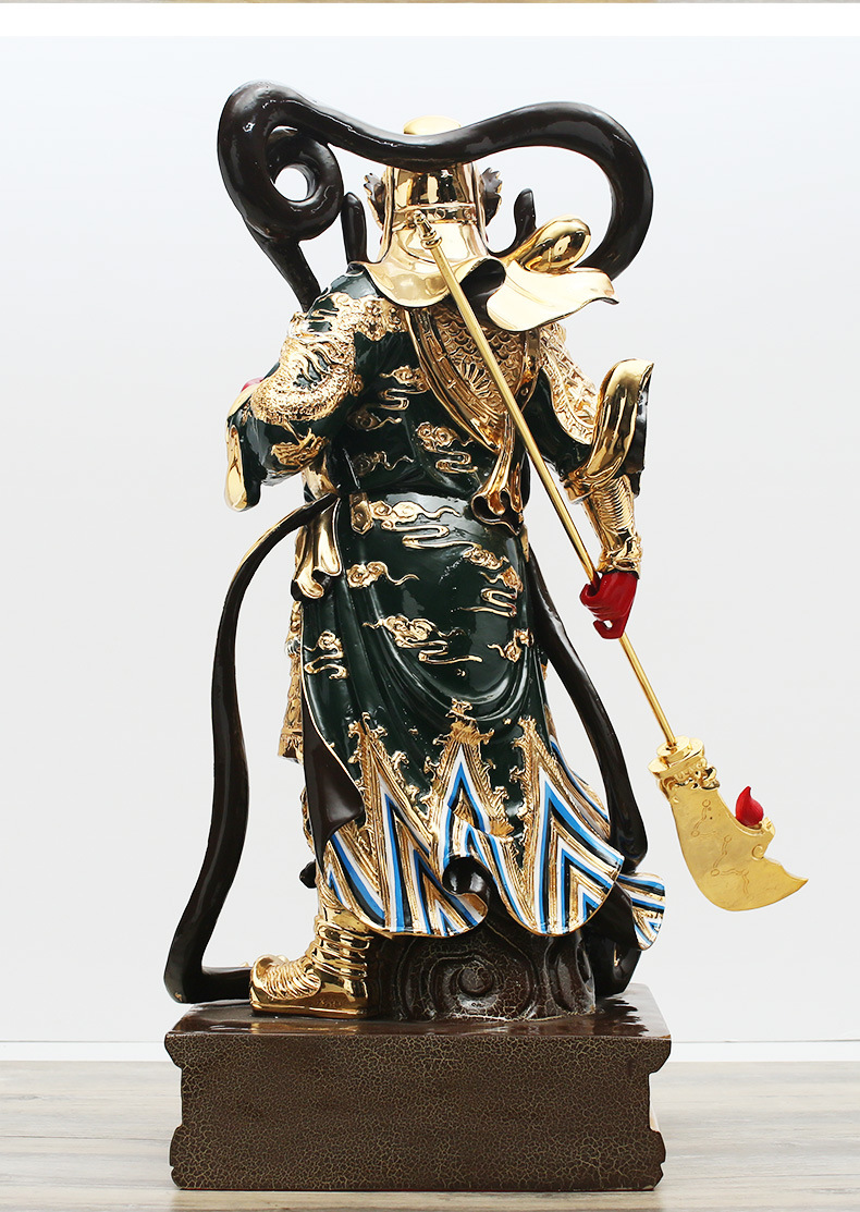 三漫陀66cm纯铜鎏金关公神像摆件伽蓝韦陀菩萨武财神关二爷关羽像