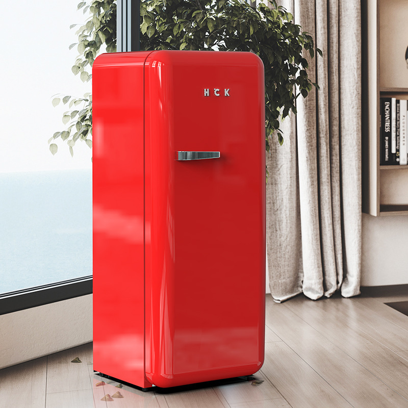 hck哈士奇家用冰箱书食物饮料果蔬冷藏柜办公室时尚复古单门冰箱