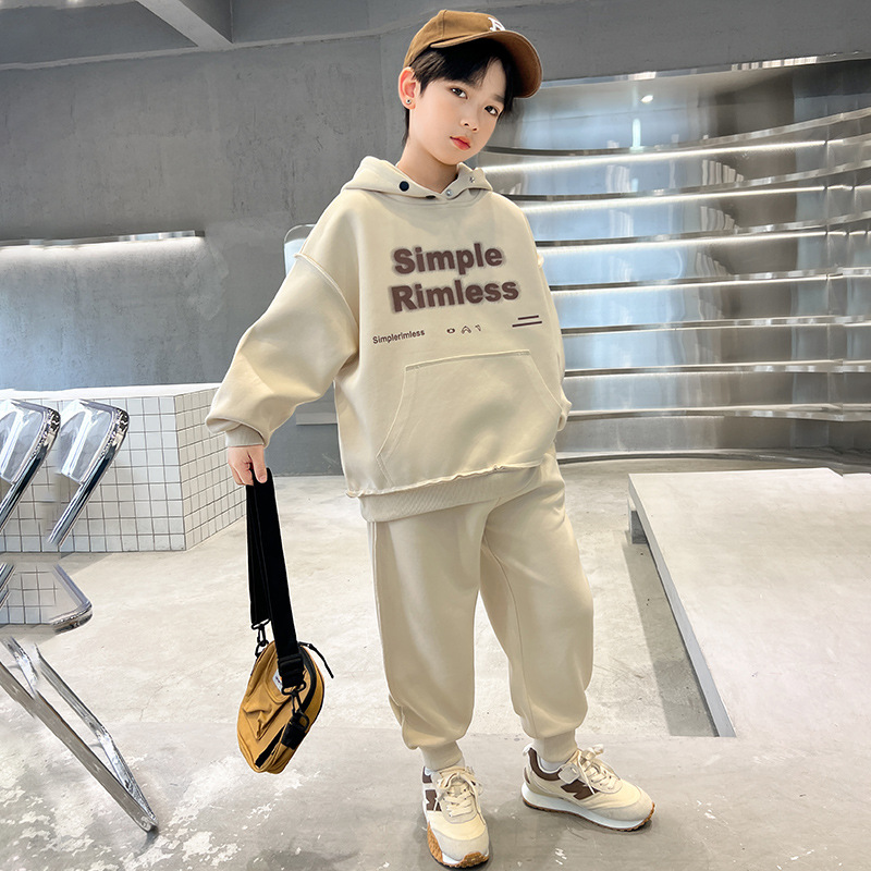 Huzhou Children's Clothing Boys' Spring Sweater Suit 2024 New Medium and Big Children Boys' Spring and Autumn Children's Sports Two-Piece Suit Baby Clothes