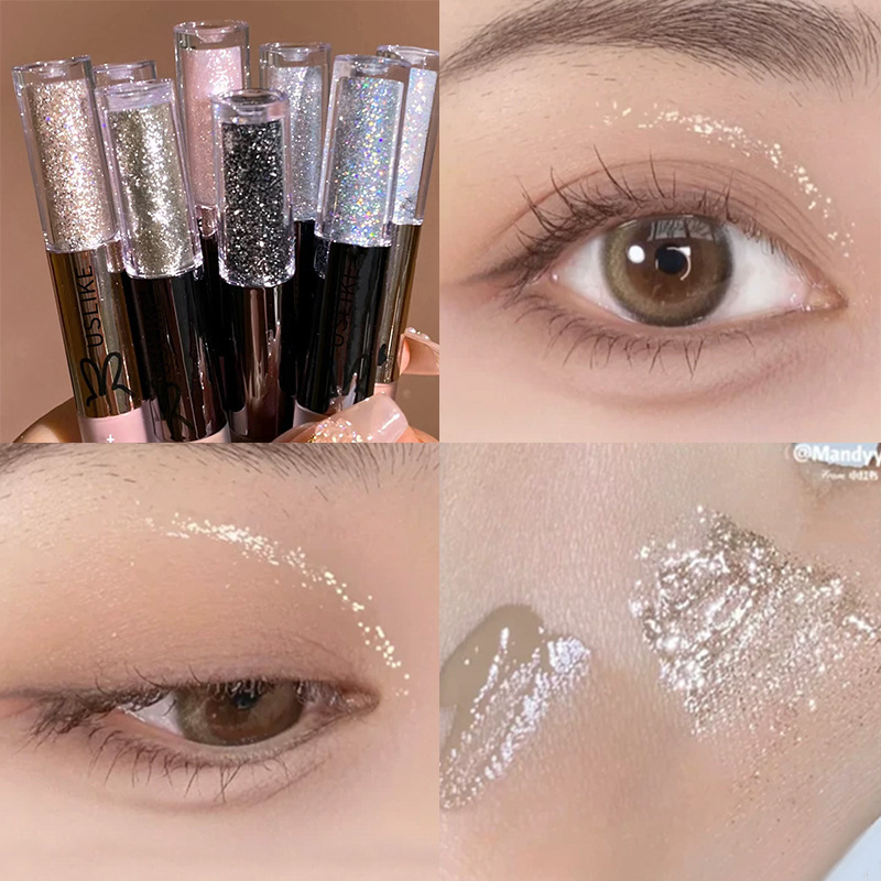 Uslike Double-Headed Liquid Eye Shadow Super Shiny Crystal Sequins Sequins Highlight Crouching Silkworm Eye Brightener Niche Brand Female