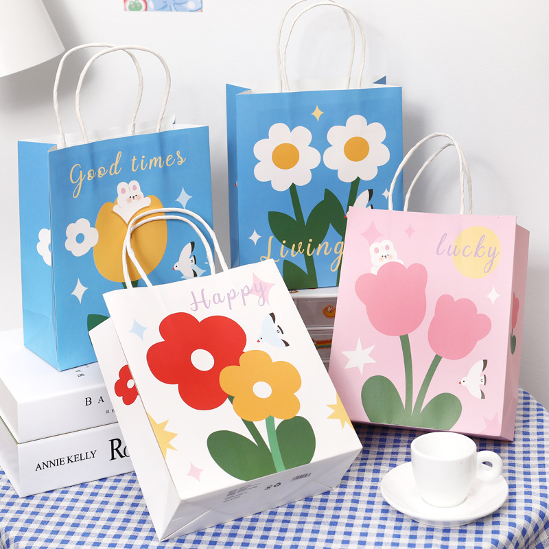 贝祥 花系列礼品袋可爱卡通包装纸袋手提袋ins风节日生日送礼