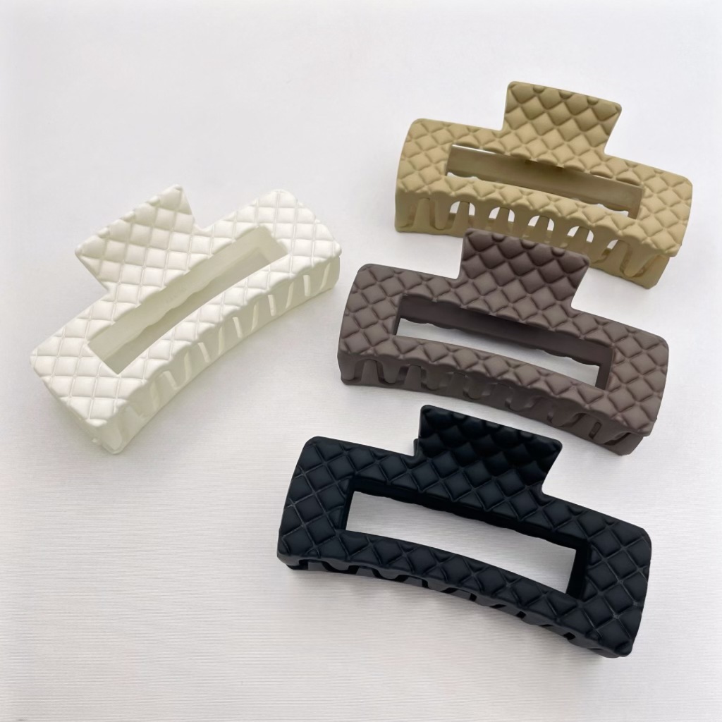 Cross-Border Square Three-Dimensional Frosted Grip Back Head Updo Large Rubber Paint Shark Clip Hair Accessories Barrettes