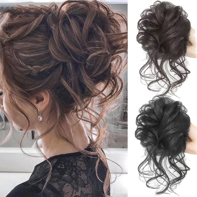 自然蓬松长须假发圈时尚慵懒风花苞丸子头 网红鸡窝盘发神器 批发