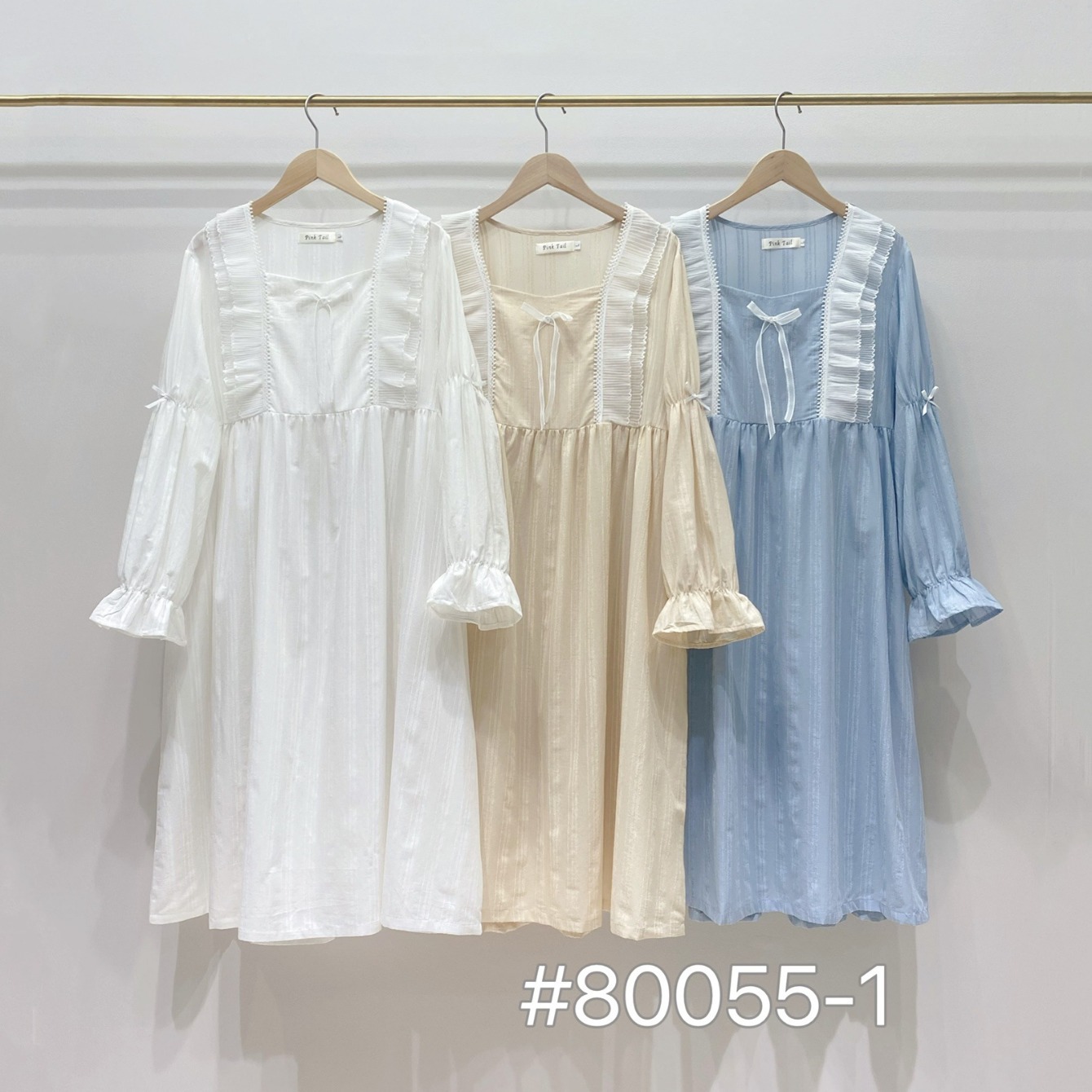 80055-1蓝贝美匠春秋季新款小香风睡衣翻领时尚连体睡裙-阿里巴巴