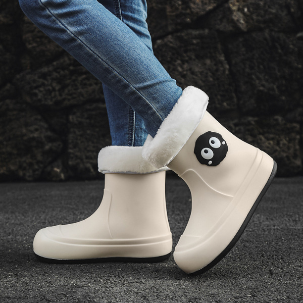 跨境外贸雨靴女款时尚卡通中筒雨鞋女士中帮水鞋户外耐磨防滑胶鞋