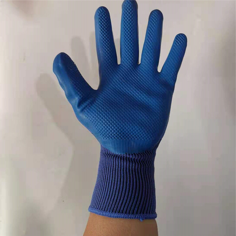 现货销售纯胶皮手套 蓝色胶皮防护手套 劳保手套 劳保用品