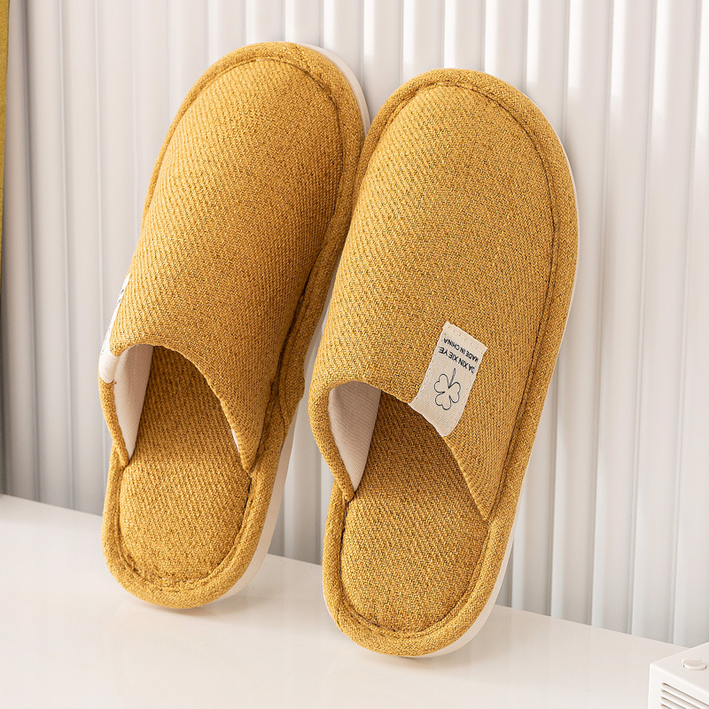 2022 New Cotton Slippers Spring, Autumn and Winter Four Seasons Indoor Platform Non-Slip Linen Floor Men and Women Couple Slippers