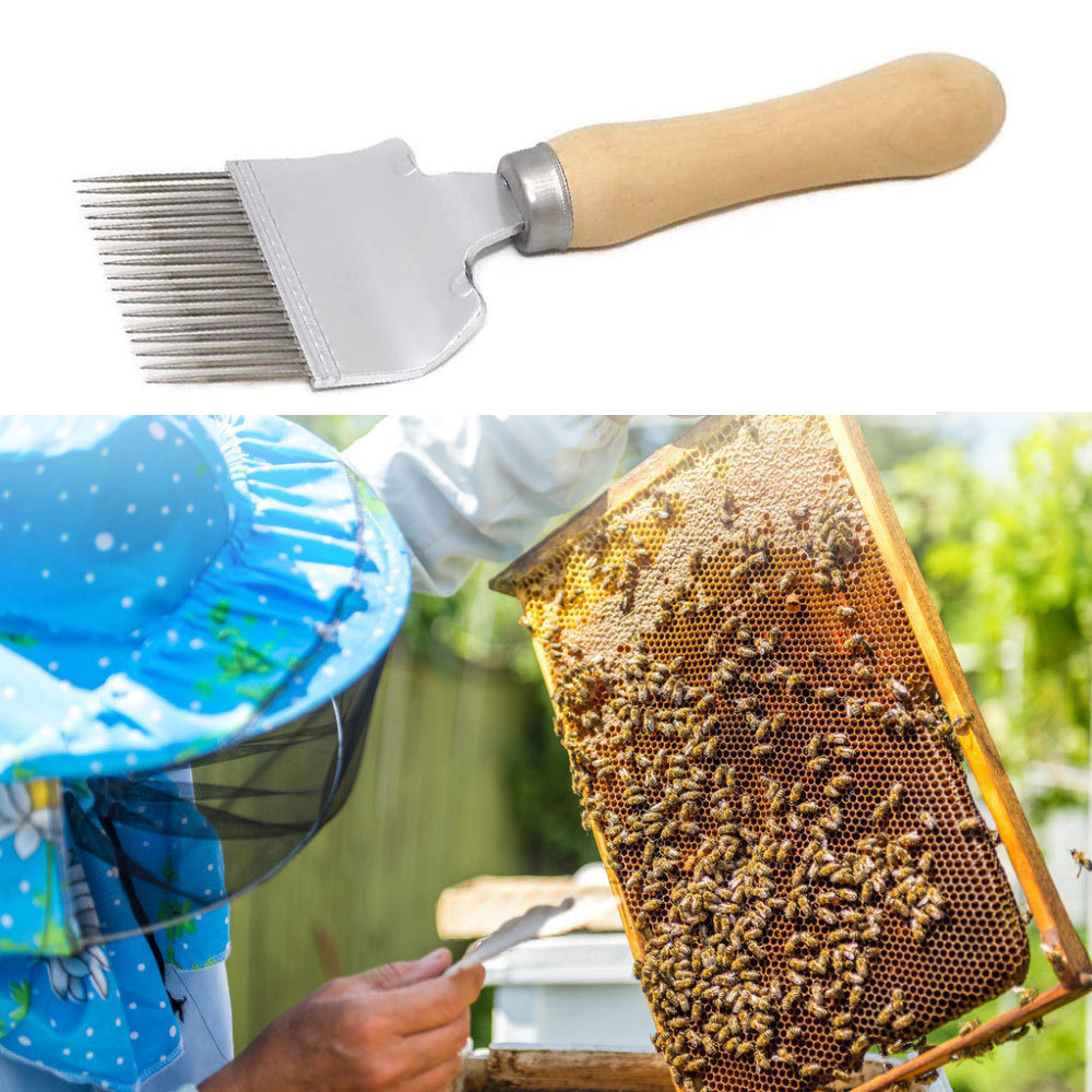 欧式割蜜叉 割蜜铲 割蜜刀 不锈钢木柄收割蜂蜜工具 养蜂工具