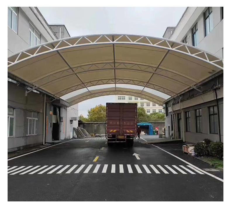 厂房过道活动棚架空膜结构长廊膜结构遮阳膜结构看台体育场景观