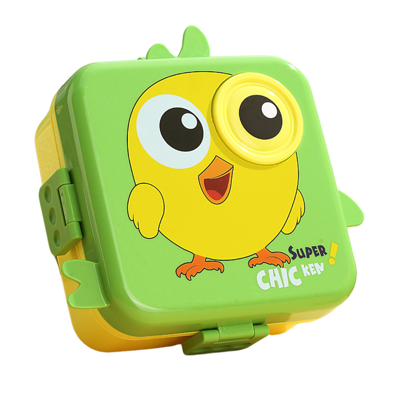Cute Cartoon Chicken Lunch Box Good-looking Compartment Student Lunch Box Independent Sealing Rubber Ring Design Portable Lunch Box