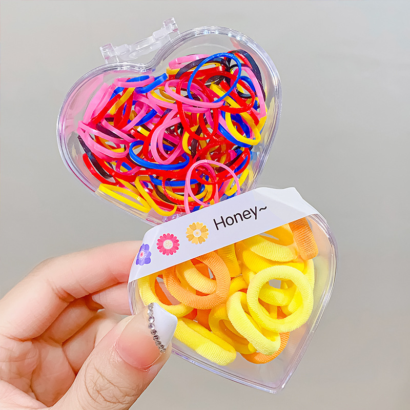 Summer New Color Double Matching Love Box High Elasticity Disposable Children's Rubber Band Baby Hair Rope Wholesale