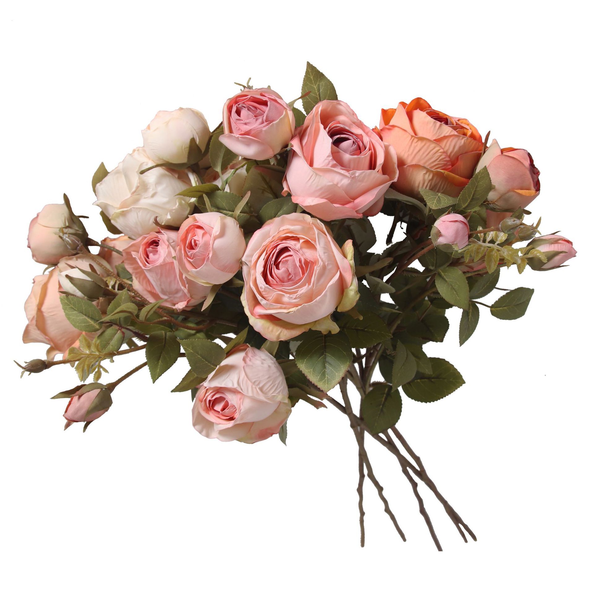 跨境热销复古焦边玫瑰仿真花欧式复古轻奢家居装饰假花玫瑰花批发