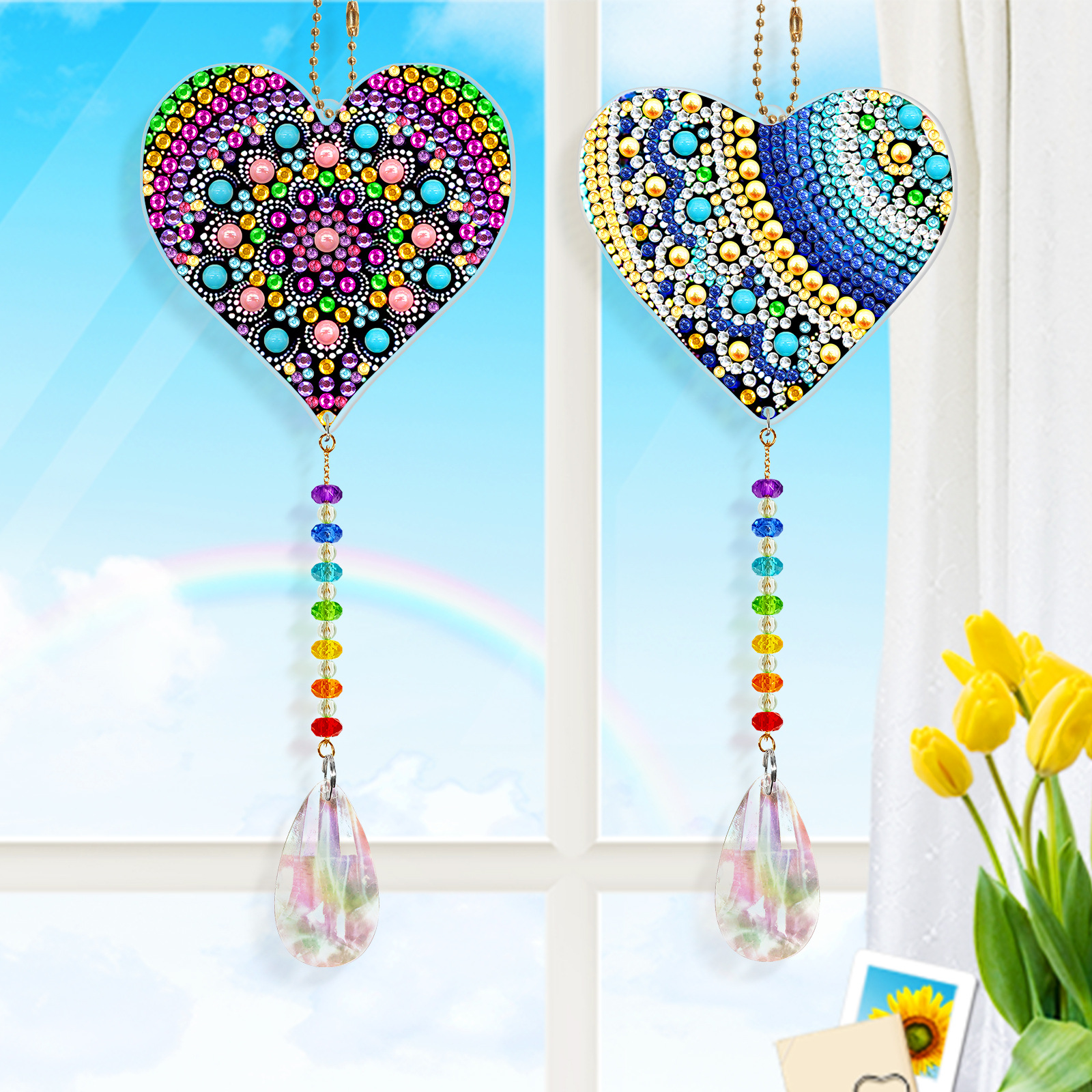 Diamond Painting Diy Pendant Butterfly Keychain Stick-on Crystals Spring Style Double-Sided Decorative Painting Distributable Customized Wholesale