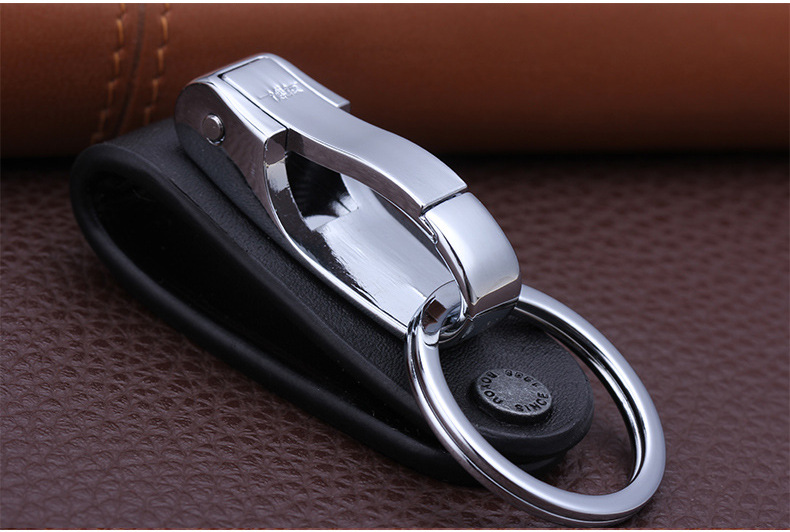 博友皮带钥匙扣男士腰挂式穿腰带锁匙扣环牛皮汽车裤带圈