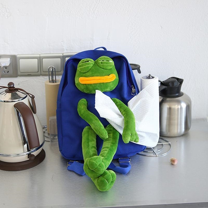 搞怪书包丑萌双肩包青春校园毛绒玩具包悲伤的青蛙背包女学生小众