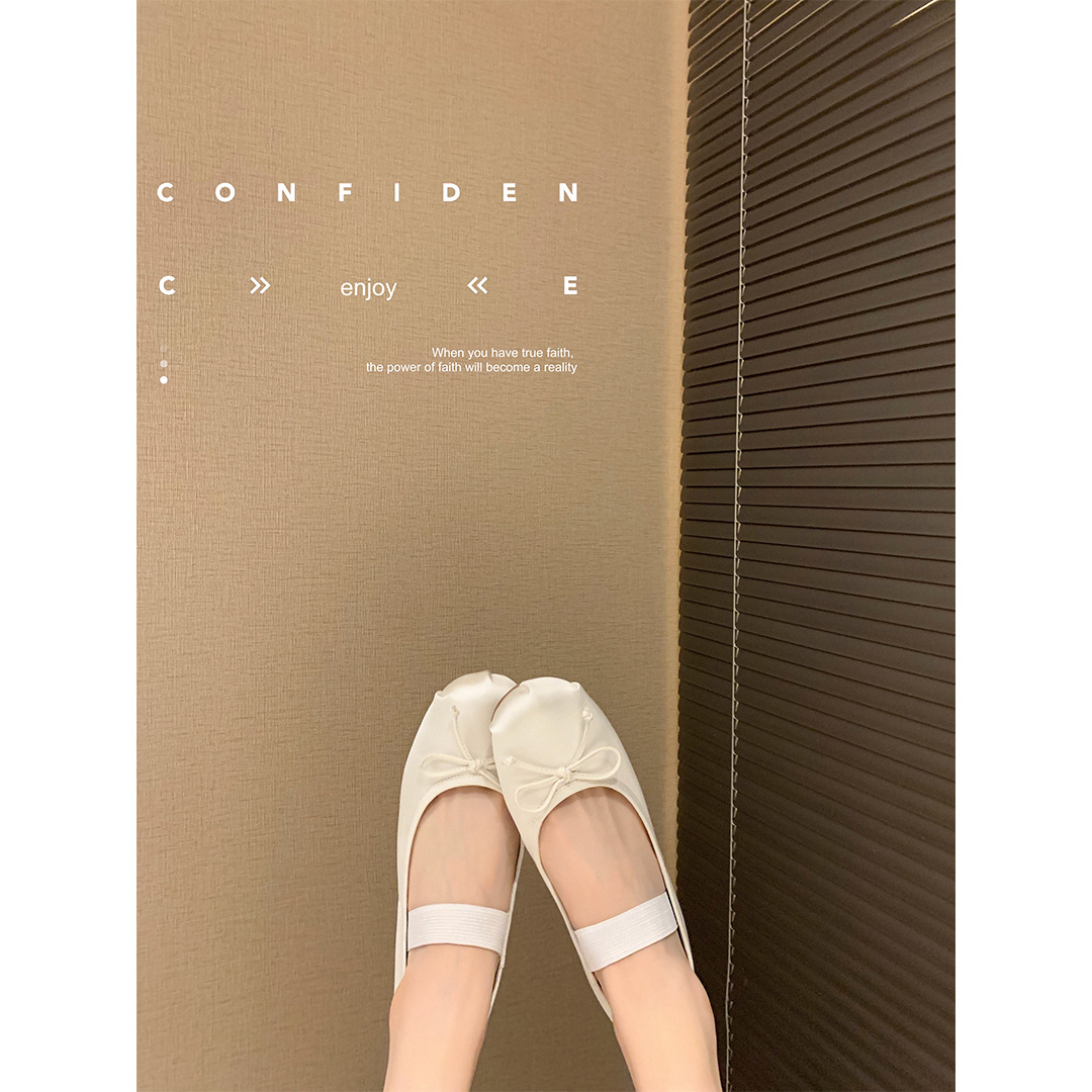 666-2惠东易鑫达法式复古蝴蝶结一字带浅口平底芭蕾舞单鞋女夏秋