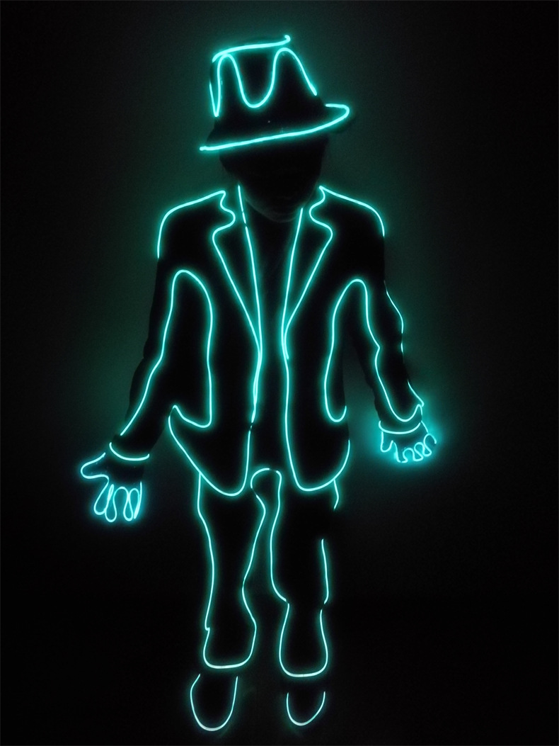 抖音爵士荧光舞表演服道具led发光衣激光舞蹈电光舞演出el光线