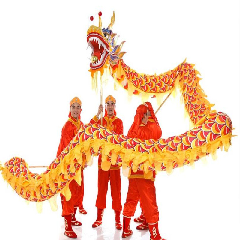 中号舞龙舞狮道具整套舞龙龙头布龙牛津布灯光龙烫金九节龙龙灯
