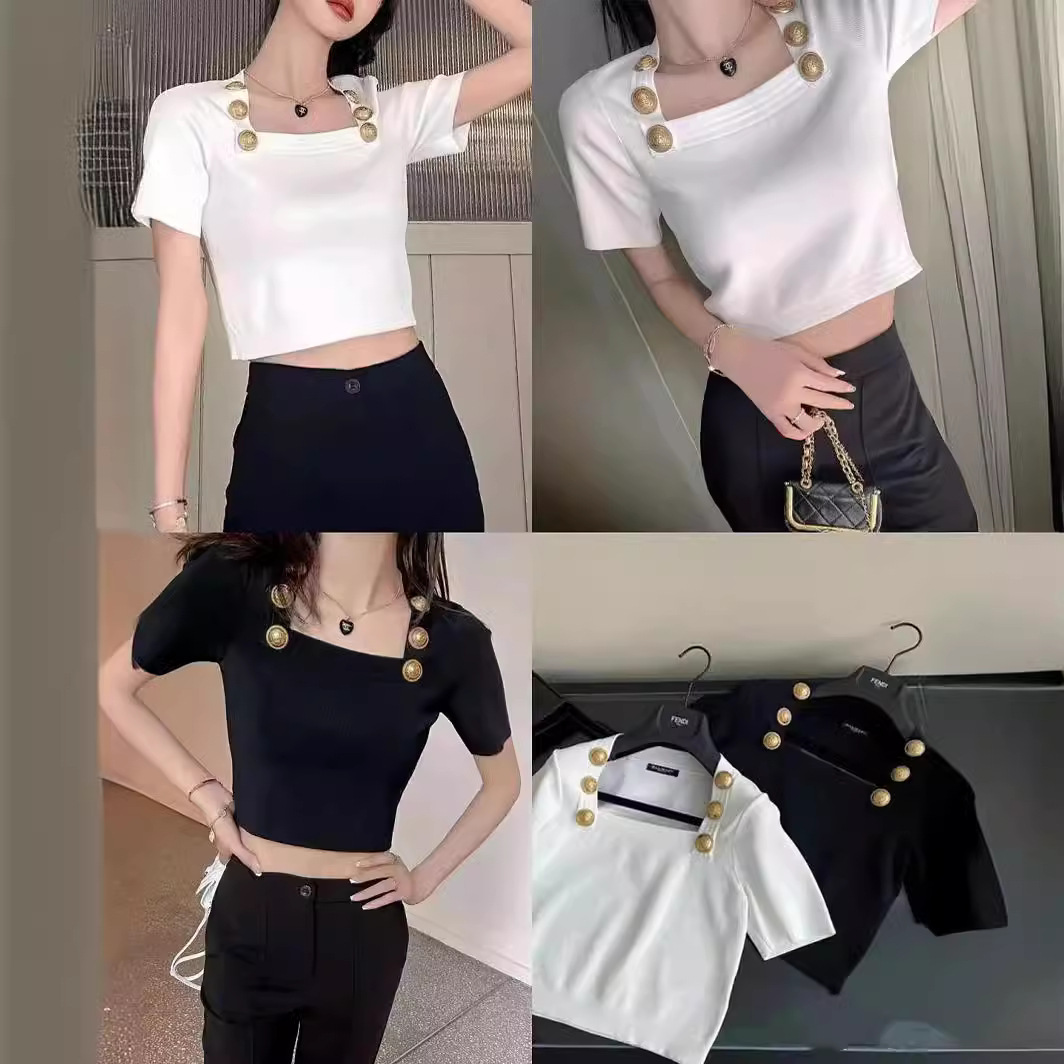 巴家针织短袖名媛气质上衣女装夏季新款批发2024春夏短袖上衣