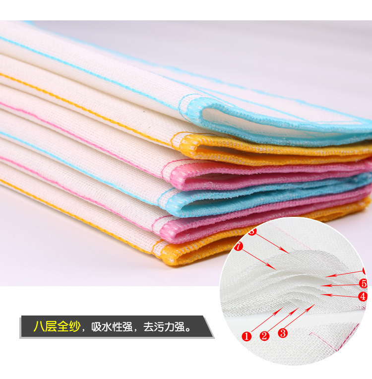 37*37 8-Layer Household Cleaning Cloth Dishcloth Trade Fair Dish Towel Scouring Pad Factory Direct Sales