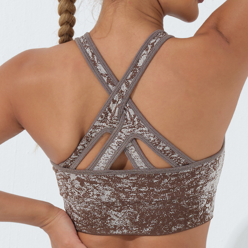 Alpha European and American New Seamless Yoga Jacket Wide Shoulder Strap Cross Beauty Back Exercise Vest High Elastic Workout Clothes for Women