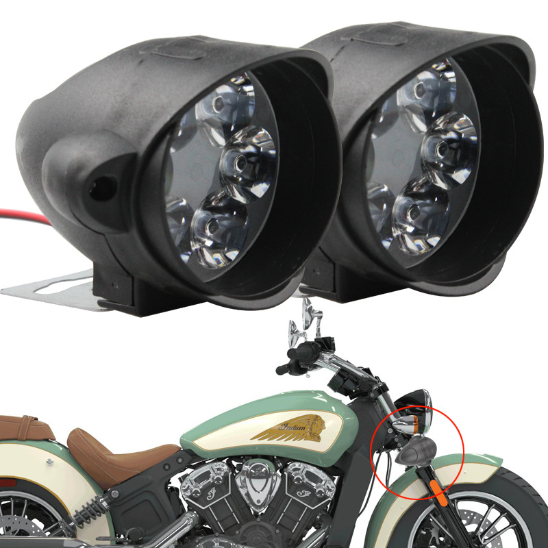 摩托车led大灯电动车射灯6珠 外置车灯防水 凸透镜牛角灯-阿里巴巴