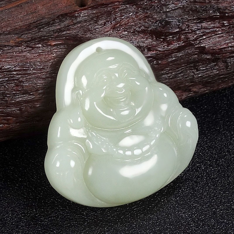 新疆和田玉大肚佛公玉挂坠 笑佛弥勒佛玉石吊坠子女款玉佩项链