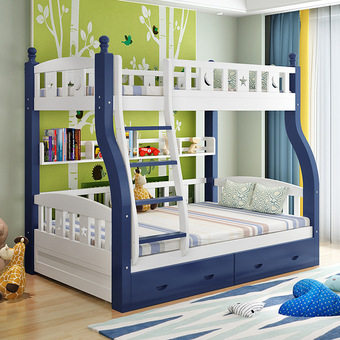 新款儿童床原木高低床家用上下木床1米2儿童床子母床双层厂家批发