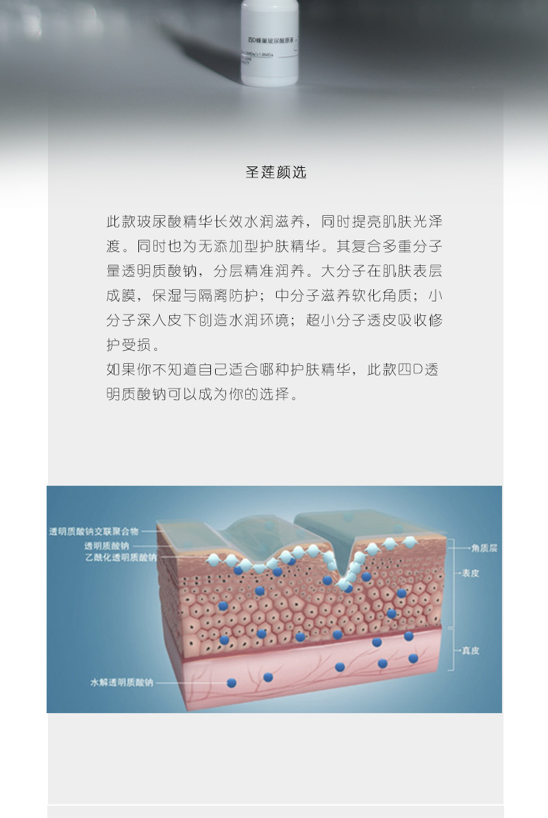 4d玻尿酸原液蜂巢玻尿酸原液小分子保湿精华透明质酸润肤修护精华