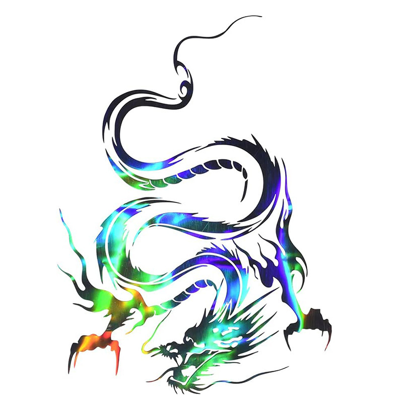 龙图腾镭射七彩汽车贴纸龙图形车门汽车发动机盖装饰车身侧面防水