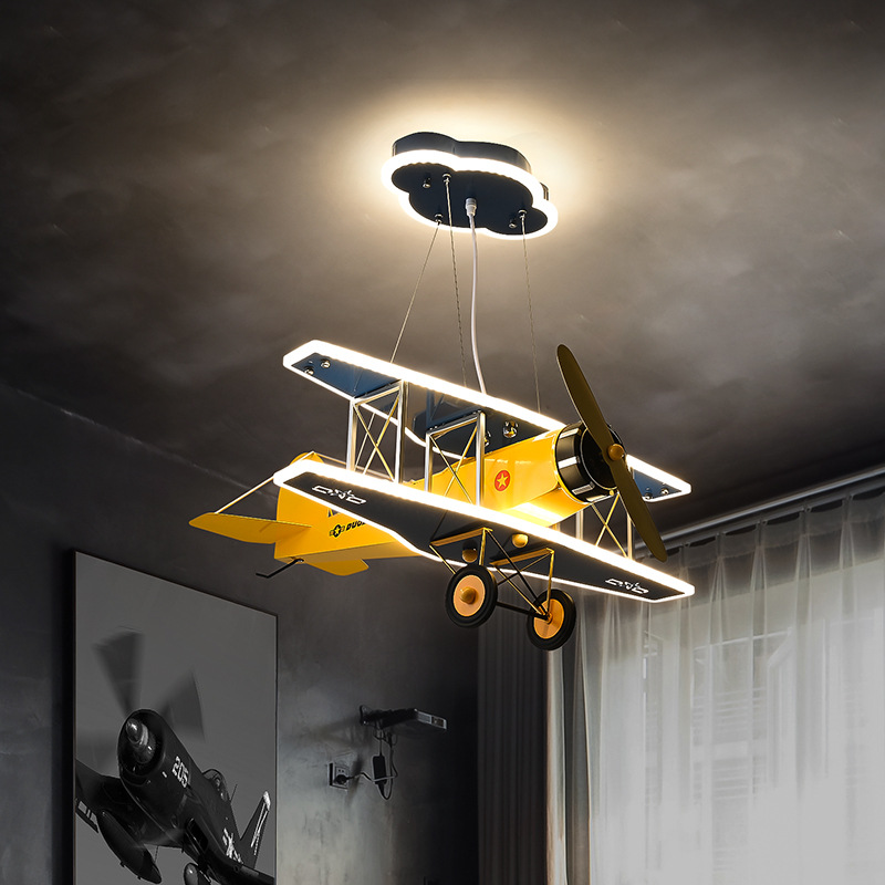 飞机吊灯儿童房灯男孩卧室灯顶灯创意个性滑翔机模型灯男童房间灯