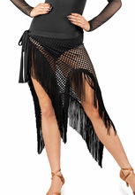 女装渔网布不规则黑色流苏拉丁舞 舞蹈服
