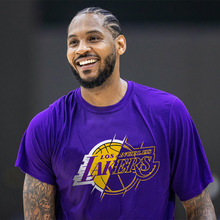 新款紫色湖人t恤男运动美式篮球短袖速干宽松体恤投篮训练服科比