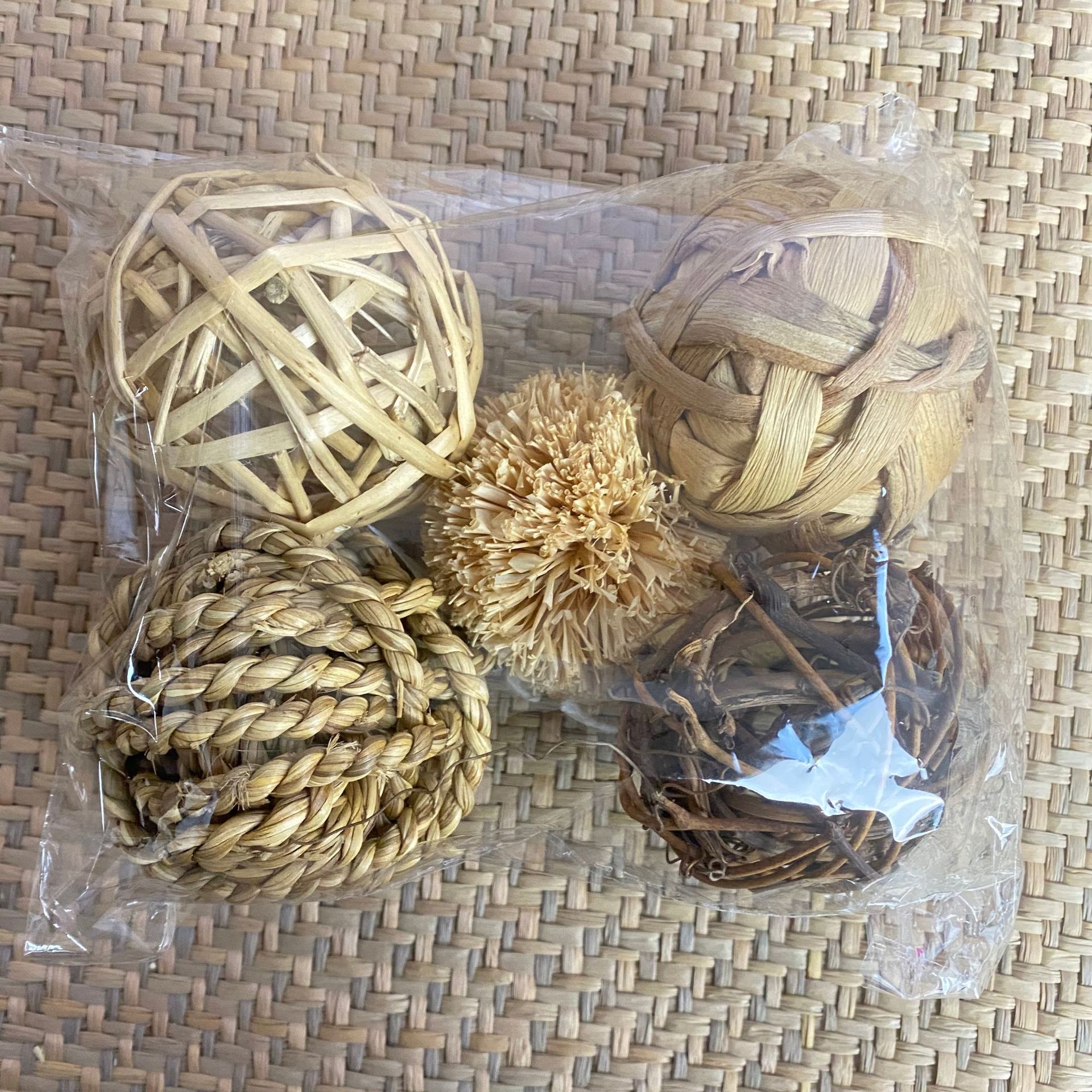 麻绳球玉米皮绳球草编球装饰球手工制作摆件鹦鹉脚下玩具宠物玩具