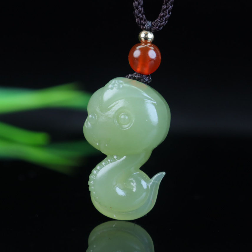 和田玉生肖蛇精雕立体蛇本命年玉石挂件玉佩小孩女款玉坠-阿里巴巴