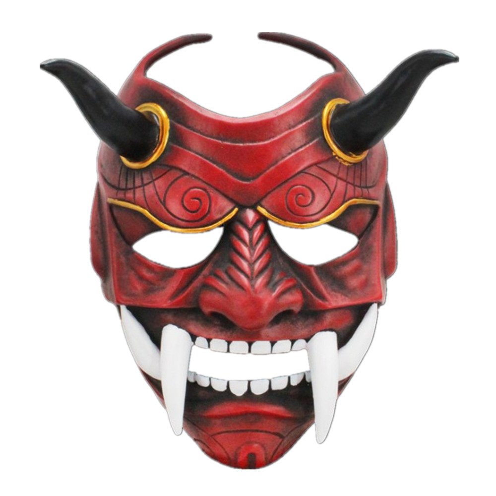 日系赤般若面具红色恶魔鬼首面罩白鬼院凛凛蝶万圣节装饰道具mask