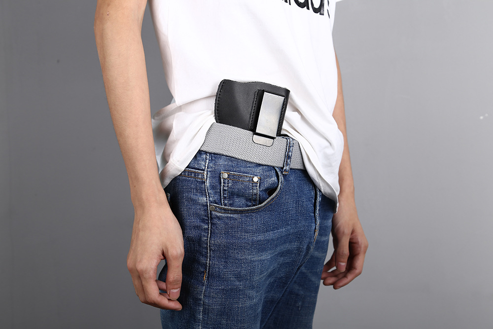 轻量耐用牛皮隐形枪套 柔软左轮皮枪套 腰内侧战术枪套