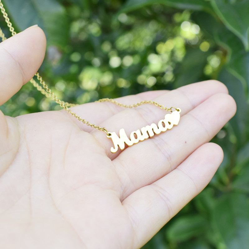 Europe and America Cross Border New Mama Letter Titanium Steel Necklace Female "I Love Mom" Mother's Day Gift Necklace