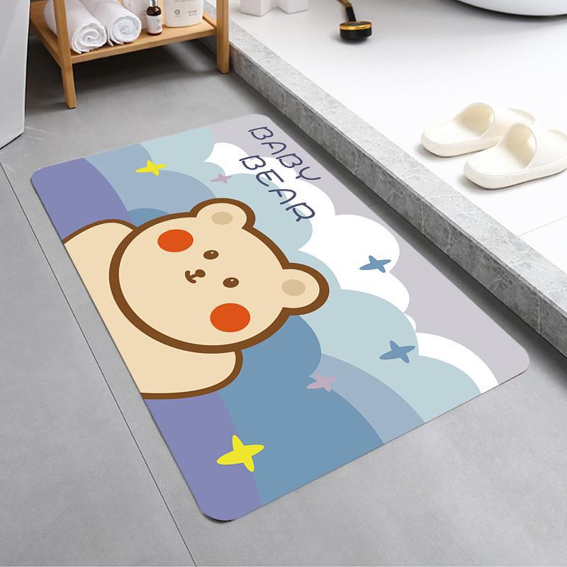 Diatom Ooze Floor Mat Entrance Doorway Kitchen Bathroom Absorbent Mat Fresh and Adorable Fun Ins Style Household Water Draining Pad Thickened