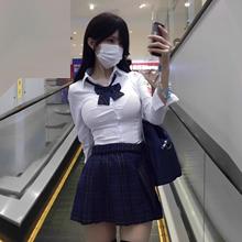 狗短jk制服紧身收腰白色衬衫女春装新款辣妹纯欲风上衣格裙全套装