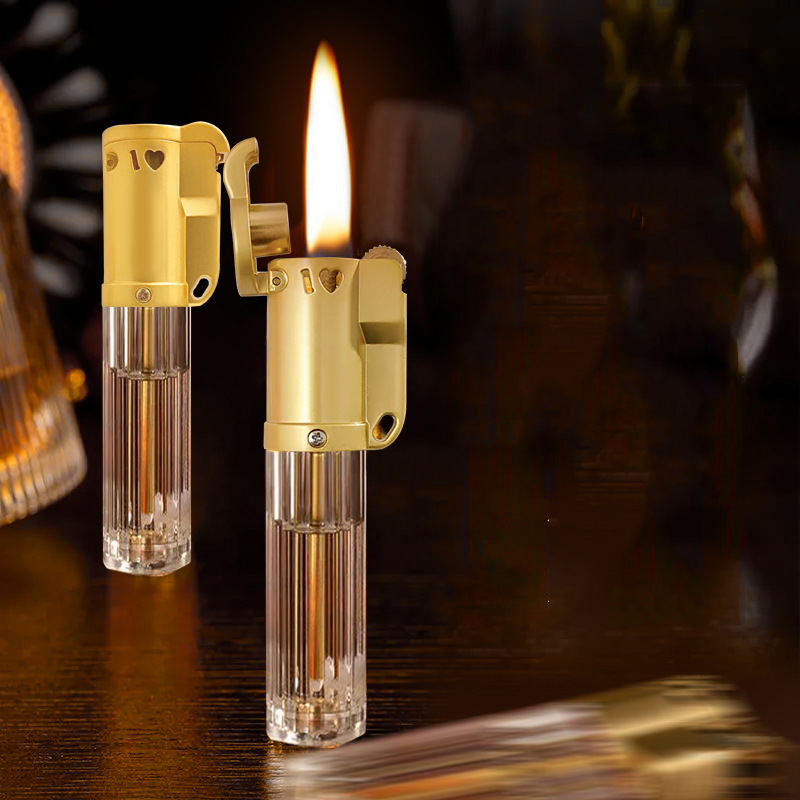 新款豫邦海贝煤油打火机砂轮点火小巧便携透明仓新型火机礼品批发