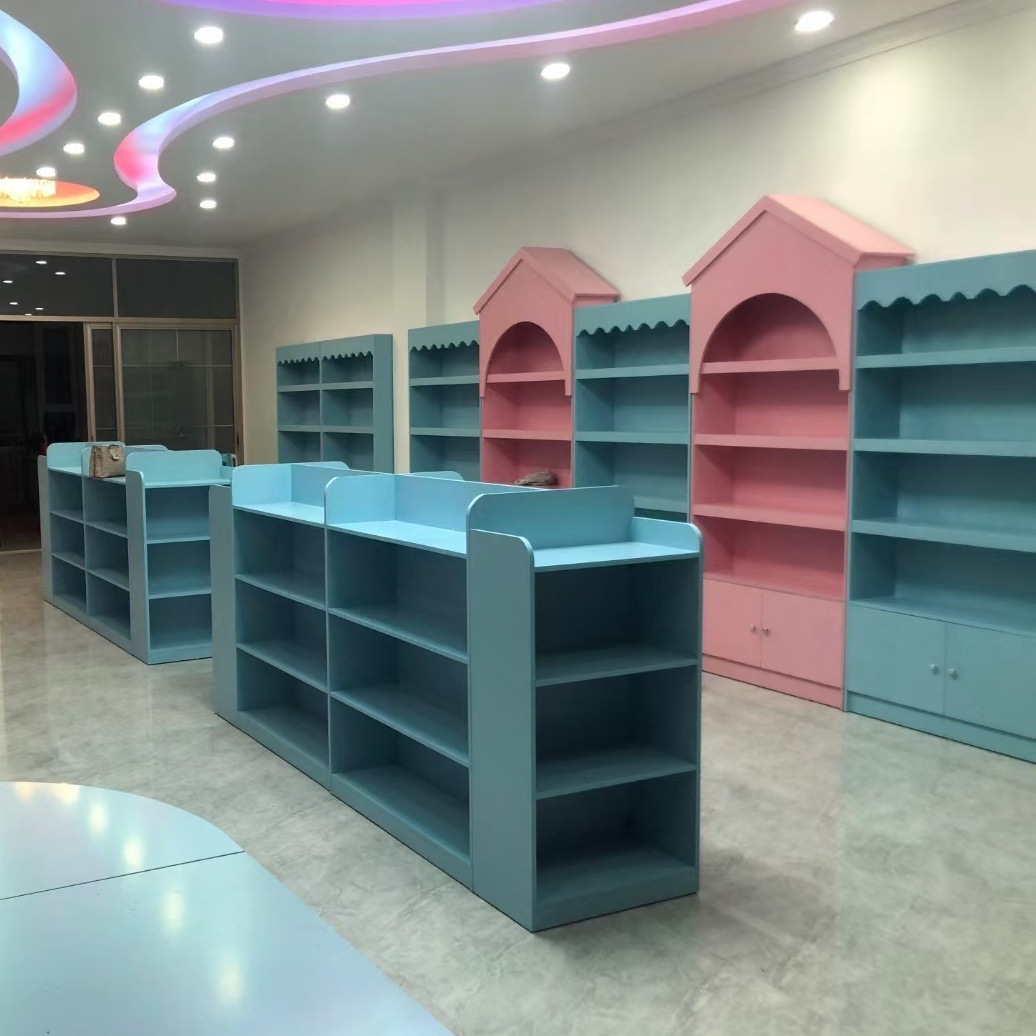 木质货架展柜母婴店奶粉陈列柜纸尿裤货架宠物玩具挂钩精品展示柜