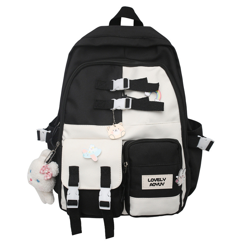 2023 New Trend Casual Contrast Color Backpack Wholesale Japanese Middle School Student Schoolbag Korean Style Partysu Backpack