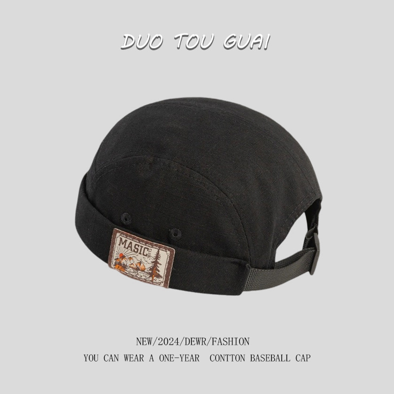 凌奇英伦复古瓜皮帽男四季嘻哈韩版贝雷帽子街头潮人无檐地主帽女