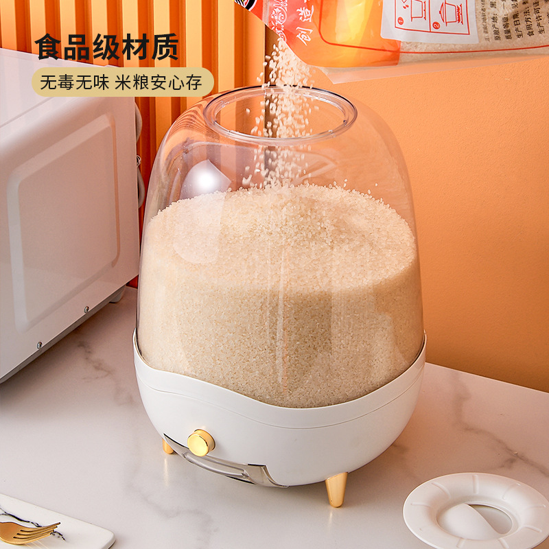 Press Measuring Rice Bucket 10.00kg Pack Insect-Proof Moisture-Proof Sealed Cereals Storage Rice Storage Bin Quantitative M 0714