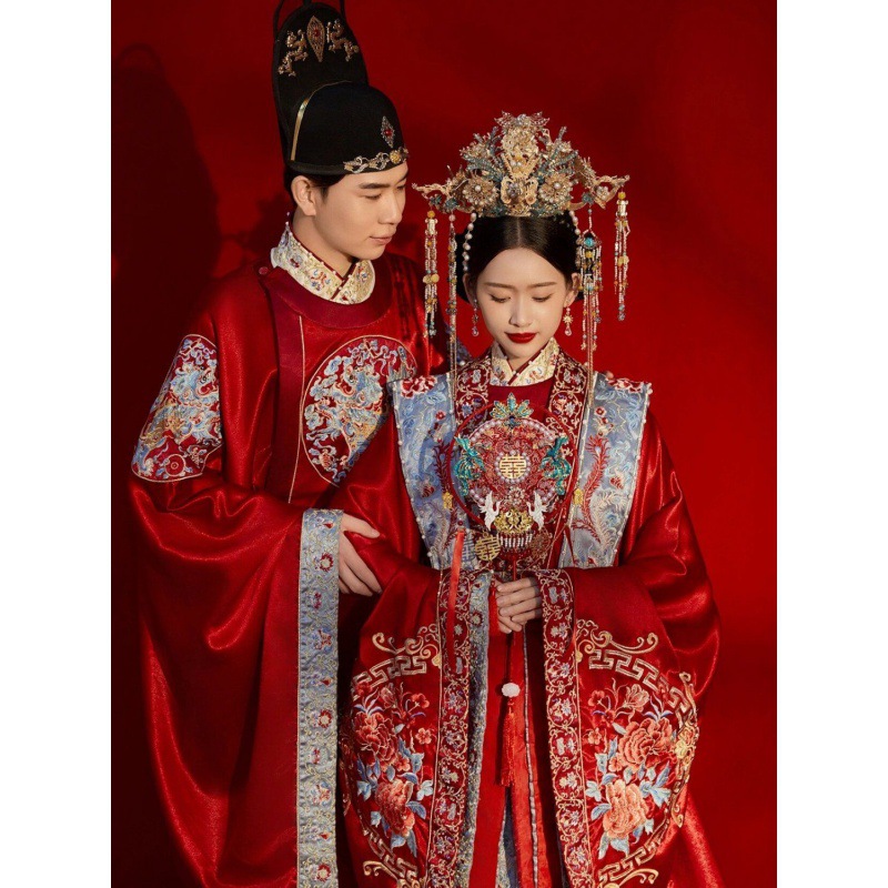 新款明制婚服中式凤冠霞帔嫁衣新娘礼服单天发货男女情侣汉服