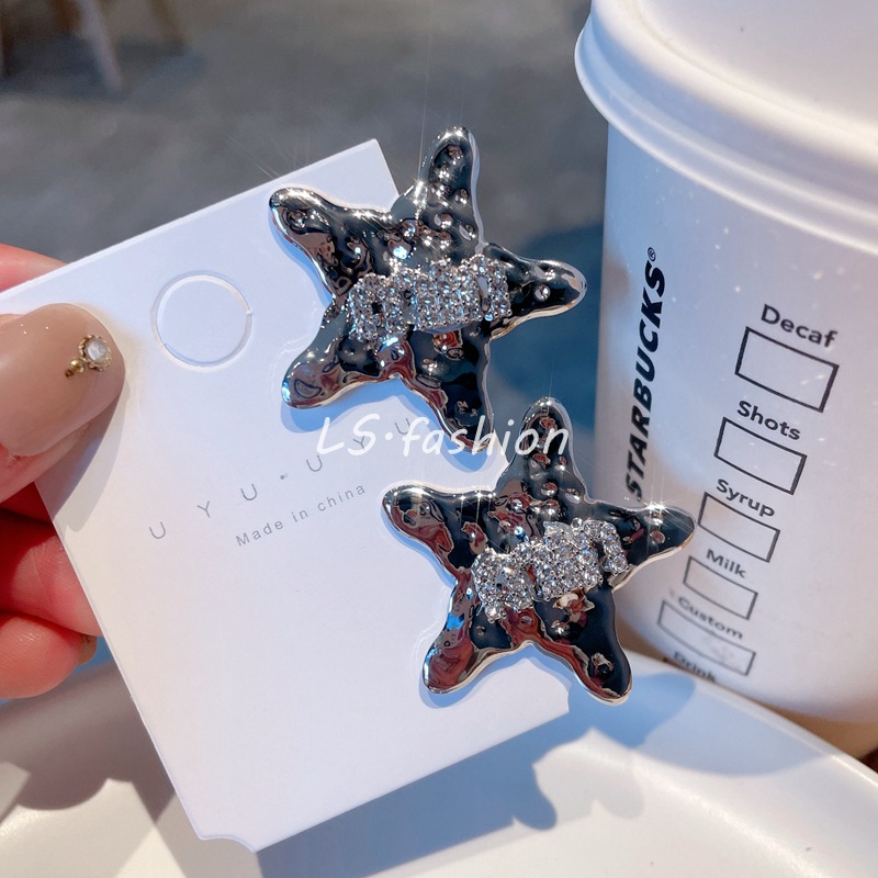 Personality Five-Pointed Star Alloy Small Hairclip Bang Clip Rhinestone Min Small Hairpin Forehead Cropped Hair Clip Cute Duckbill Clip