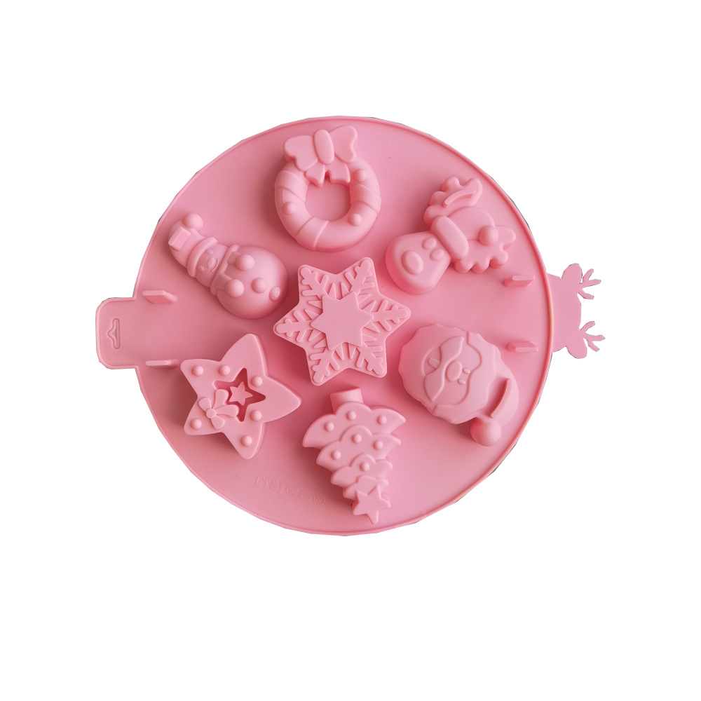 Silicone round 7-Piece Christmas Cake Mold DIY Soap Jelly Pudding Soap Cake Mold Baking Tool